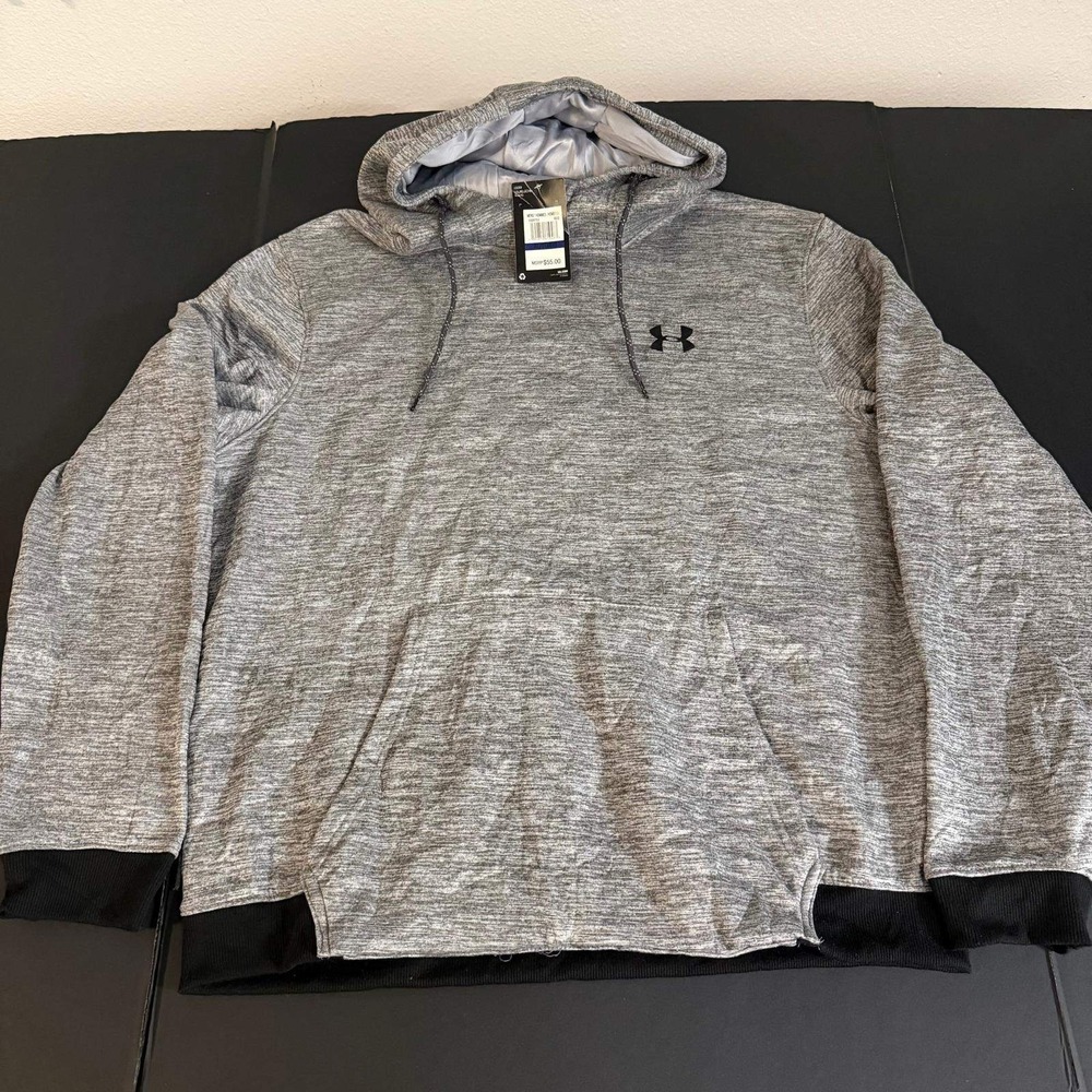 Under Armour Mens Armour Fleece Hoodie Gray Space Dye Pullover XL New